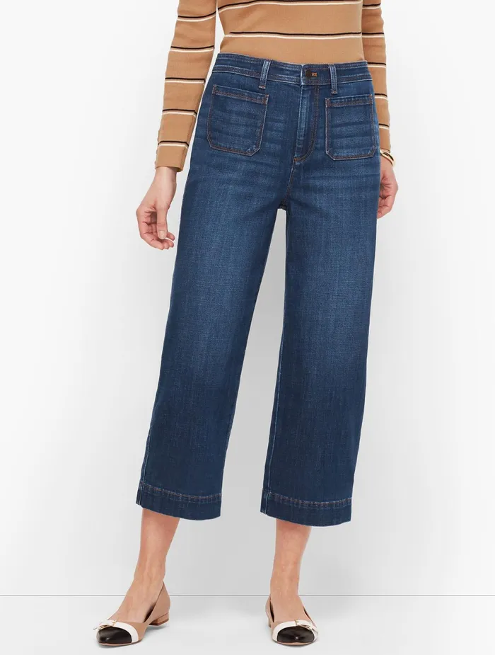 Women Crops Talbots Wide Leg Crop Jeans Comet Wash