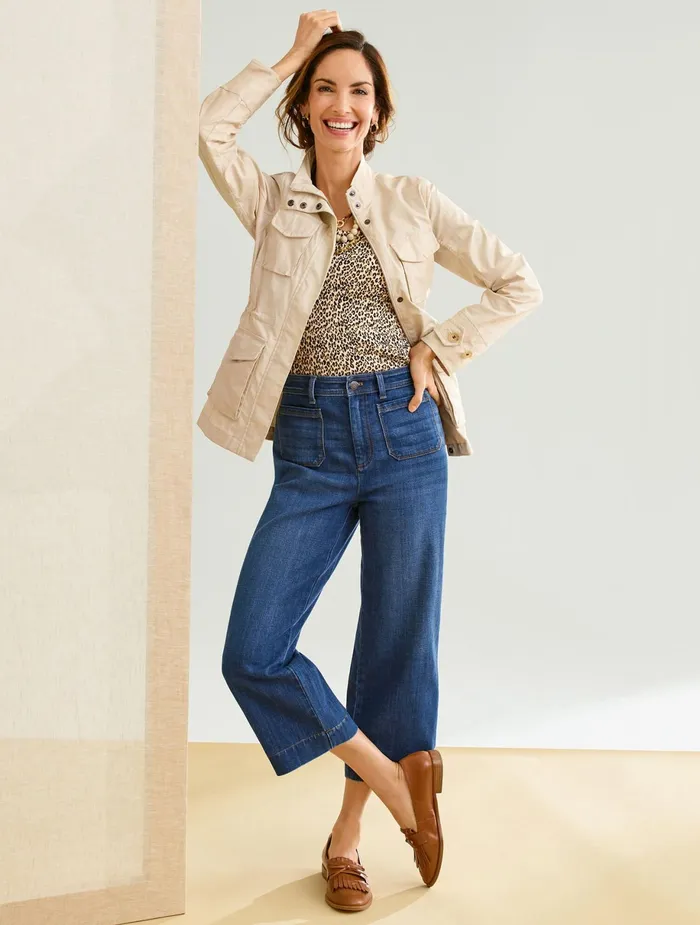 Women Crops Talbots Wide Leg Crop Jeans Comet Wash