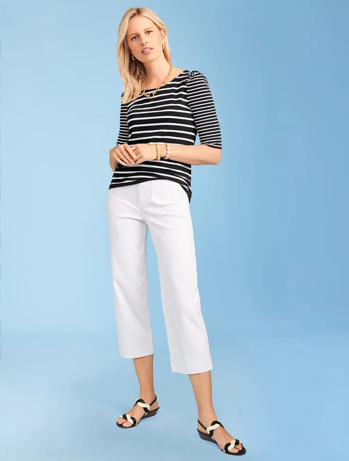 Women Crops Talbots Wide Leg Crop Jeans White
