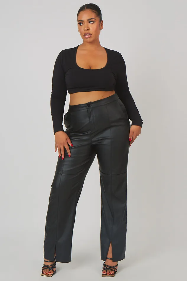 Women Curve Pu Seam Front Split Detail Trousers Black Kaiia Black Public Desire Trousers Women Curve Pu Seam Front Split Detail Trousers Black Kaiia Black Public Desire Trousers
