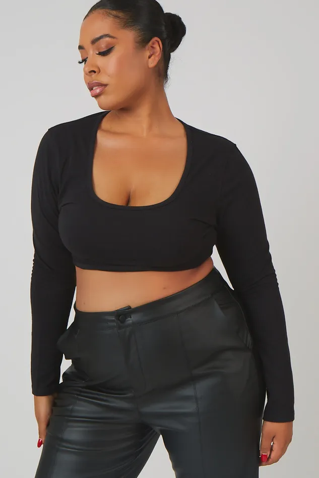 Women Curve Pu Seam Front Split Detail Trousers Black Kaiia Black Public Desire Trousers