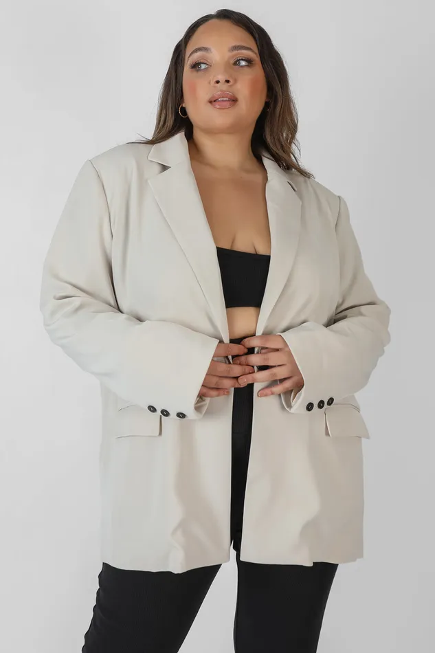 Women Curve Relaxed Blazer Stone Kaiia Neutral Public Desire Outerwear and Jackets Women Curve Relaxed Blazer Stone Kaiia Neutral Public Desire Outerwear and Jackets