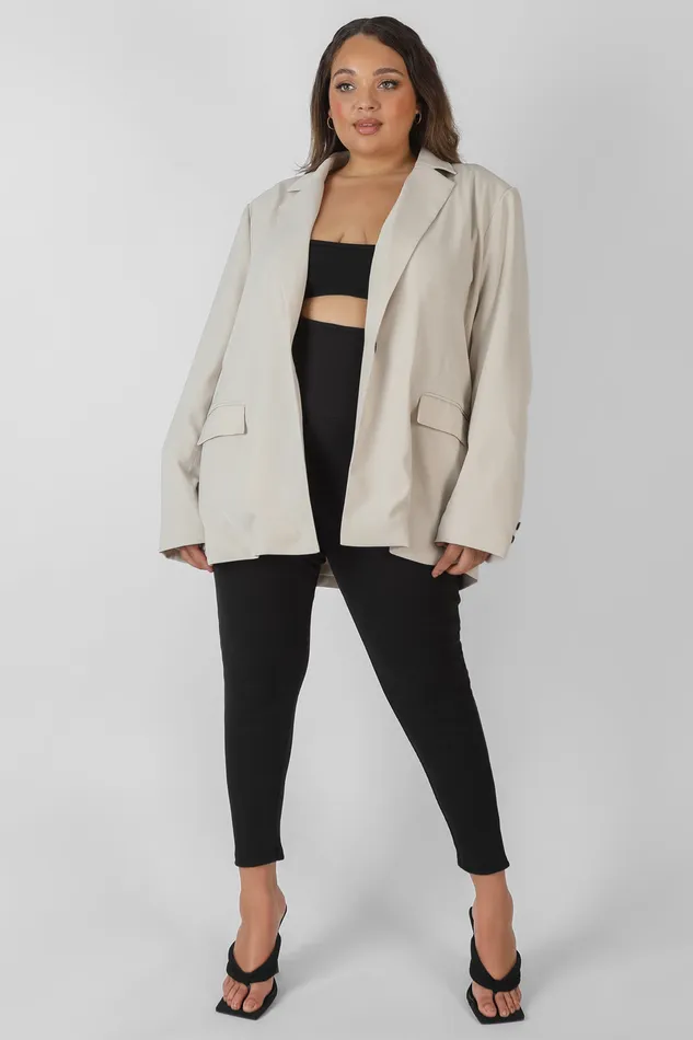 Women Curve Relaxed Blazer Stone Kaiia Neutral Public Desire Outerwear and Jackets