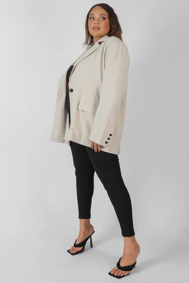 Women Curve Relaxed Blazer Stone Kaiia Neutral Public Desire Outerwear and Jackets