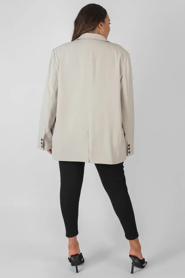 Women Curve Relaxed Blazer Stone Kaiia Neutral Public Desire Outerwear and Jackets