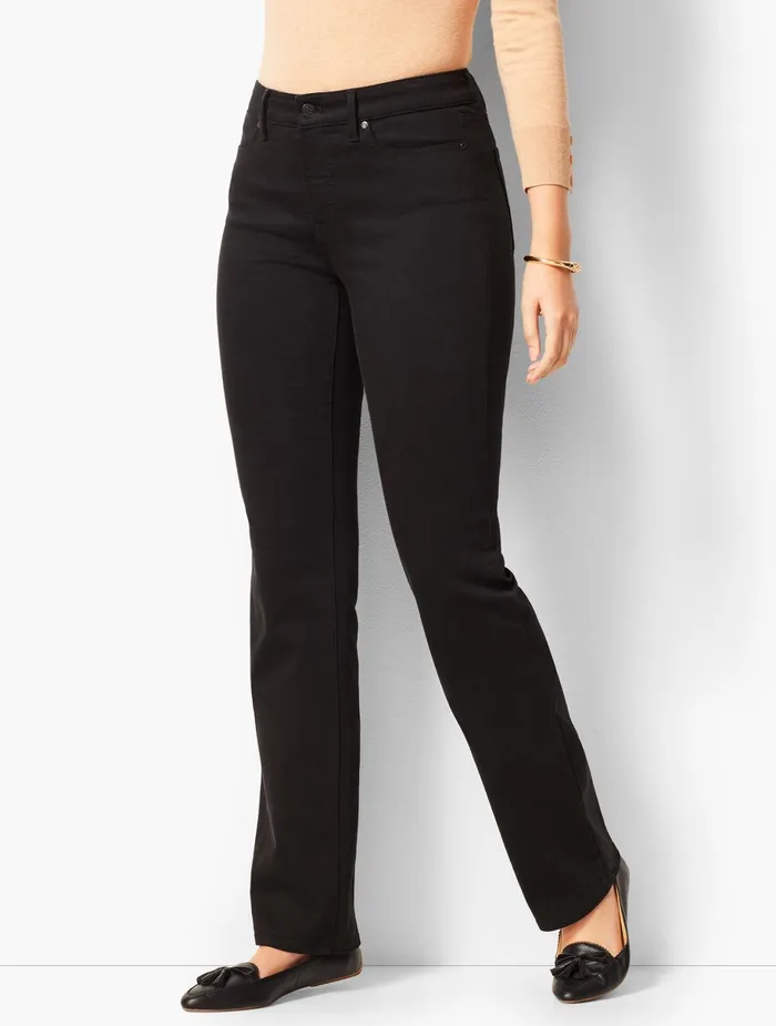 Women Curvy Fit Talbots HighWaist Barely Boot Jeans Black Wash