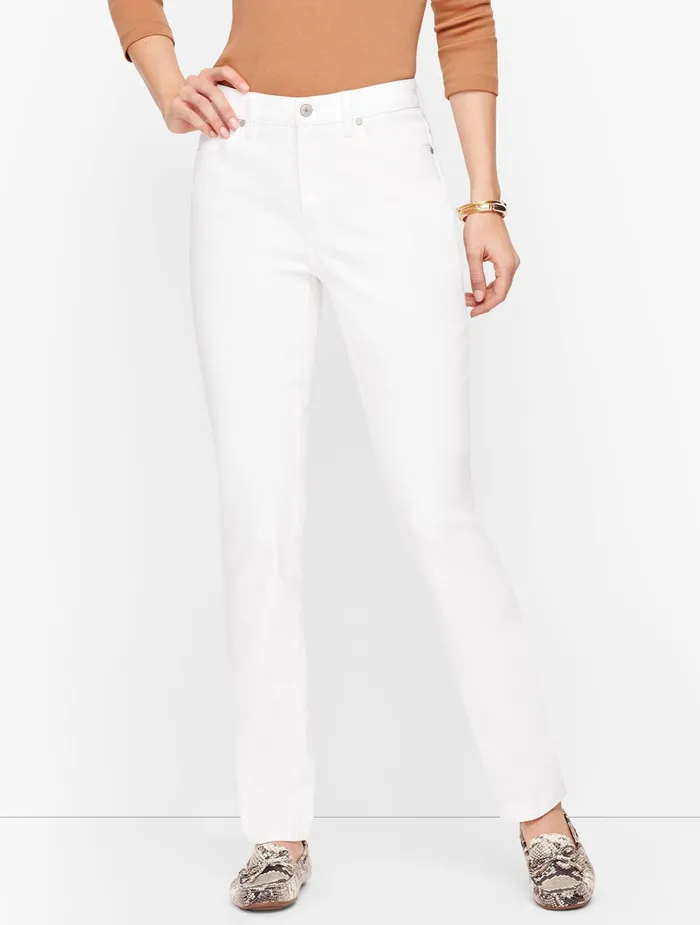 Women Curvy Fit Talbots HighWaist StraightLeg Jeans White