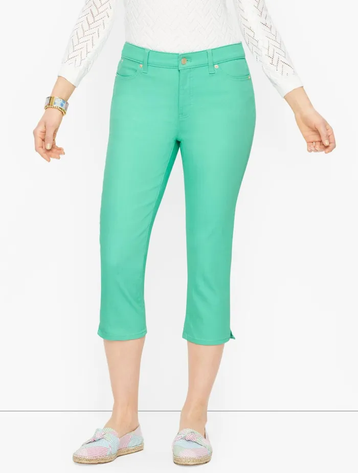 Women Curvy Fit Talbots Pedal Pusher Jeans Camp Green