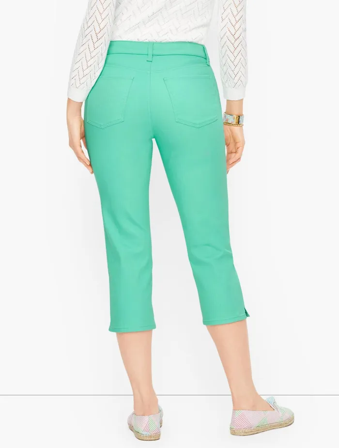 Women Curvy Fit Talbots Pedal Pusher Jeans Camp Green