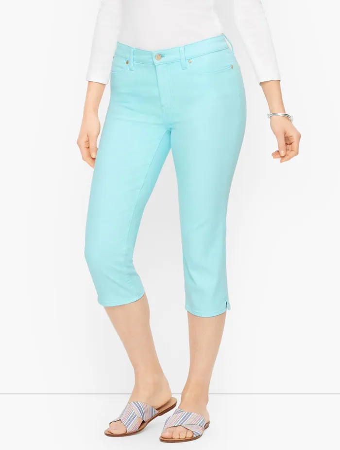 Women Curvy Fit Talbots Pedal Pusher Jeans Light Aqua