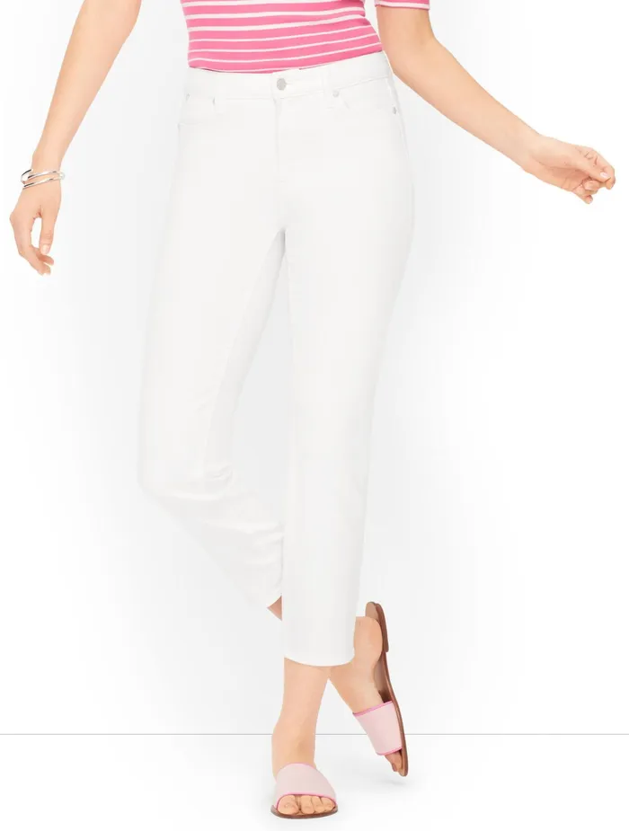 Women Curvy Fit Talbots Plus Size Exclusive Straight Leg Crop Jeans White