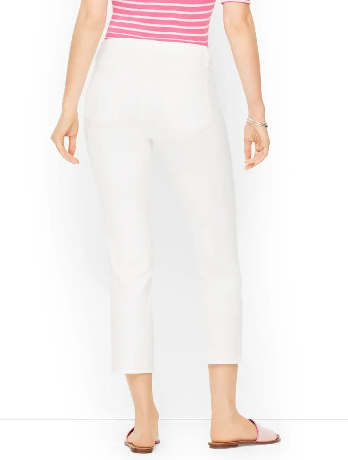 Women Curvy Fit Talbots Plus Size Exclusive Straight Leg Crop Jeans White