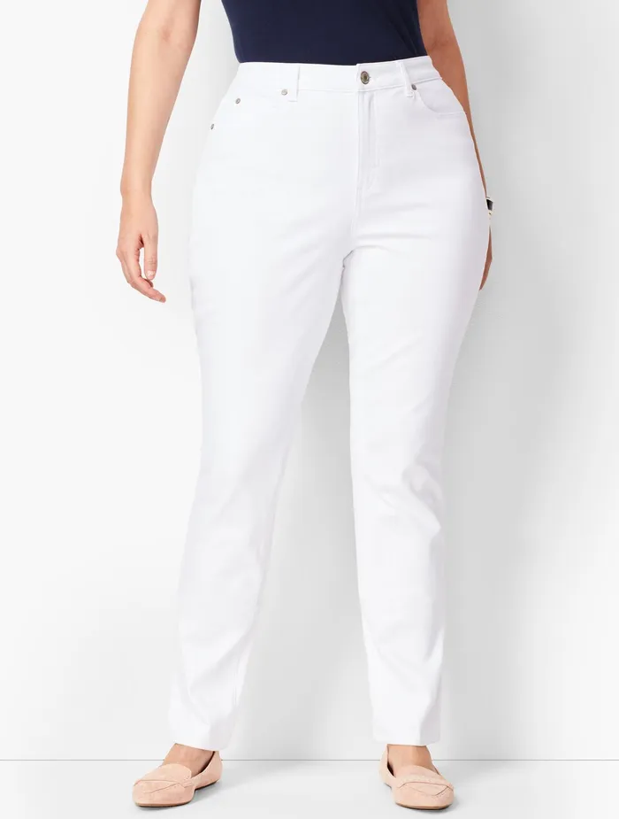 Women Curvy Fit Talbots Plus Size HighWaist StraightLeg Jeans White