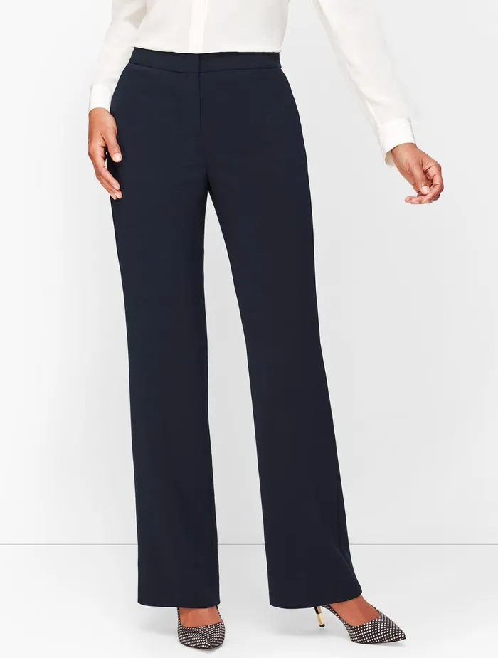 Women Curvy Fit Talbots Stretch Crepe Wide Leg Pants