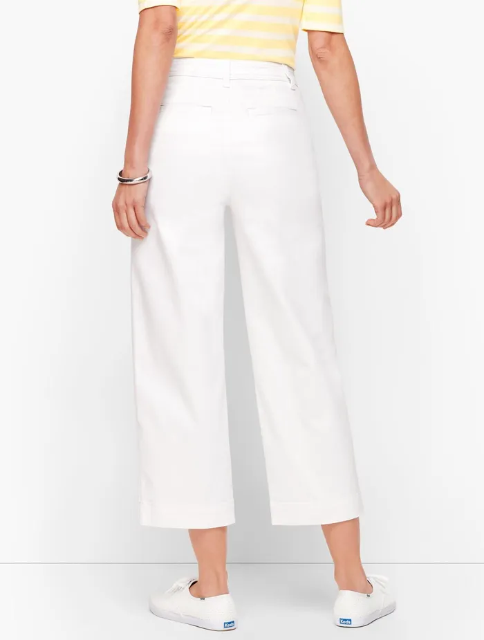 Women Curvy Fit Talbots Wide Leg Crop Jeans Talbots White