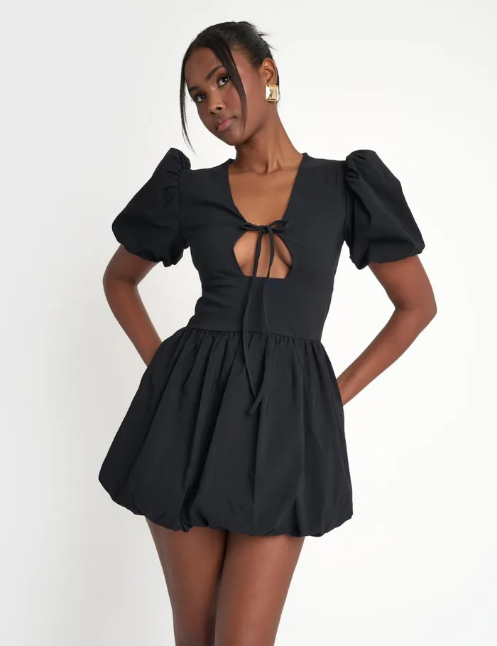 Women Cut Out Puff Sleeve Bubble Hem Mini Dress Black Black Public Desire Party Women Cut Out Puff Sleeve Bubble Hem Mini Dress Black Black Public Desire Party