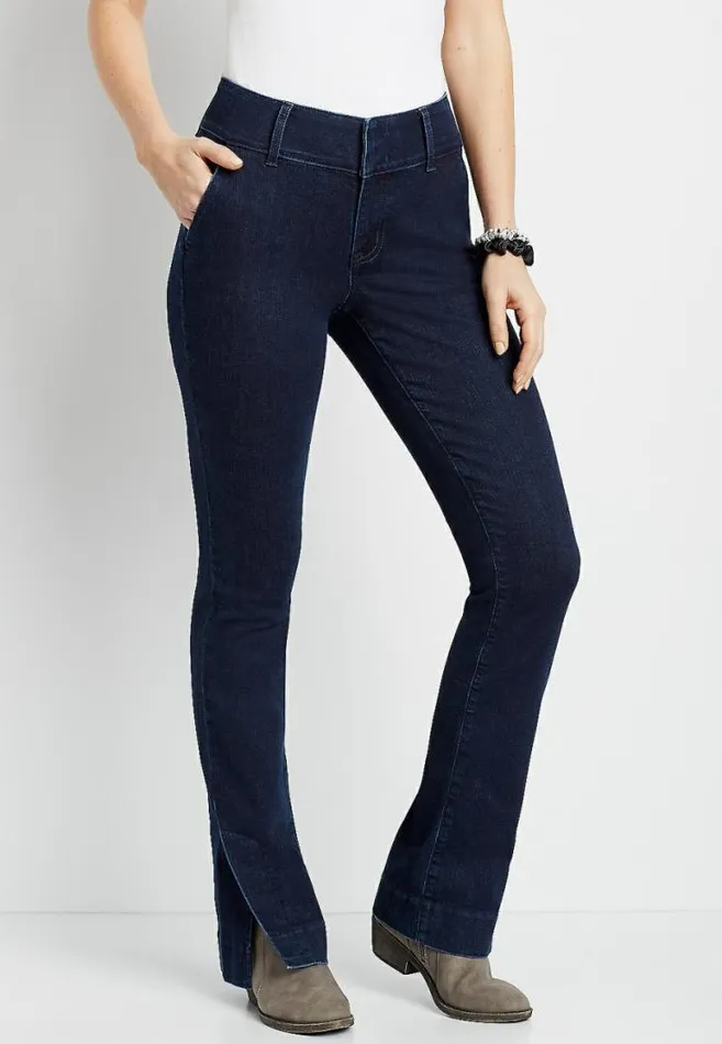 Women Dark Wide Waistband Trouser Jean Maurices Jeans