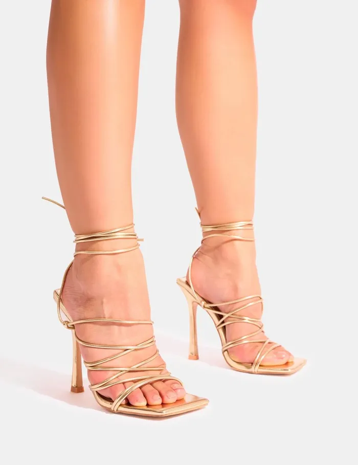 Women Delphini Gold Extreme Lace Up Square Toe Heels Gold Public Desire Square Toe Heels Women Delphini Gold Extreme Lace Up Square Toe Heels Gold Public Desire Square Toe Heels