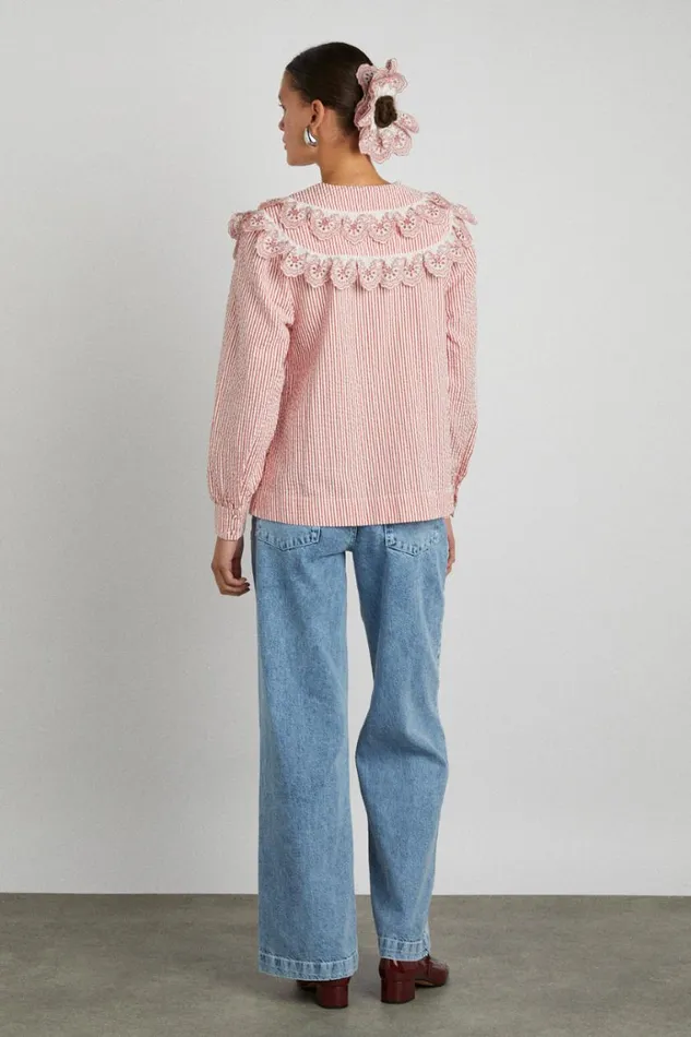Women Denim Damson Madder Babysitter Jean 8211 Embroidered Bow