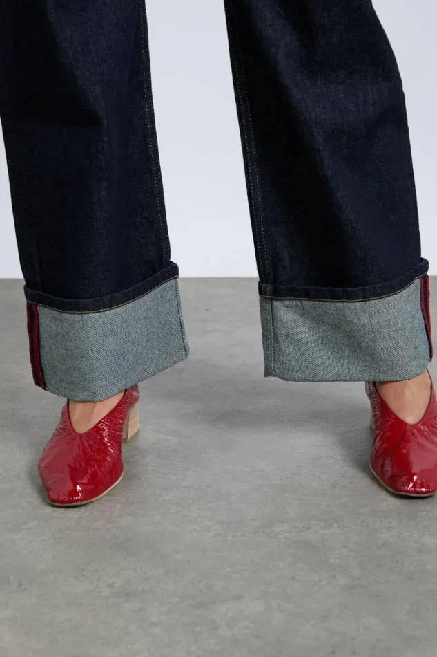 Women Denim Damson Madder Italian Selvedge Sylvie Jeans With Turn Up