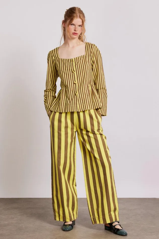 Women Denim Damson Madder Rafe Pants 8211 Yellow Choc Stripe