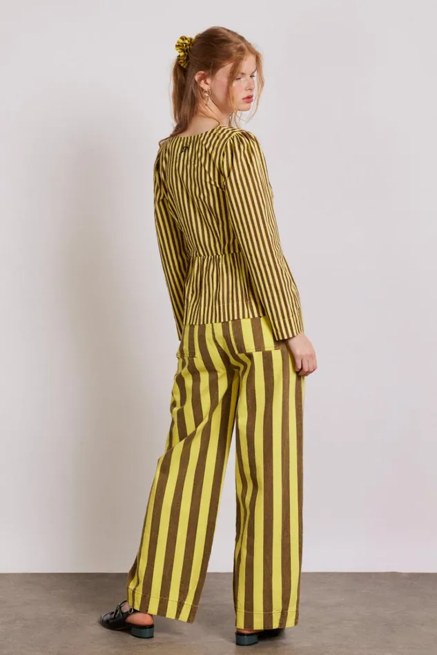 Women Denim Damson Madder Rafe Pants 8211 Yellow Choc Stripe