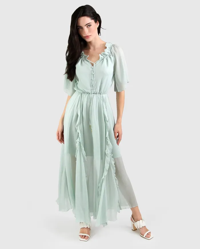 Women Dresses Belle and Bloom Amour Amour Ruffled Midi Dress 8211 Spearmint FINAL SALE