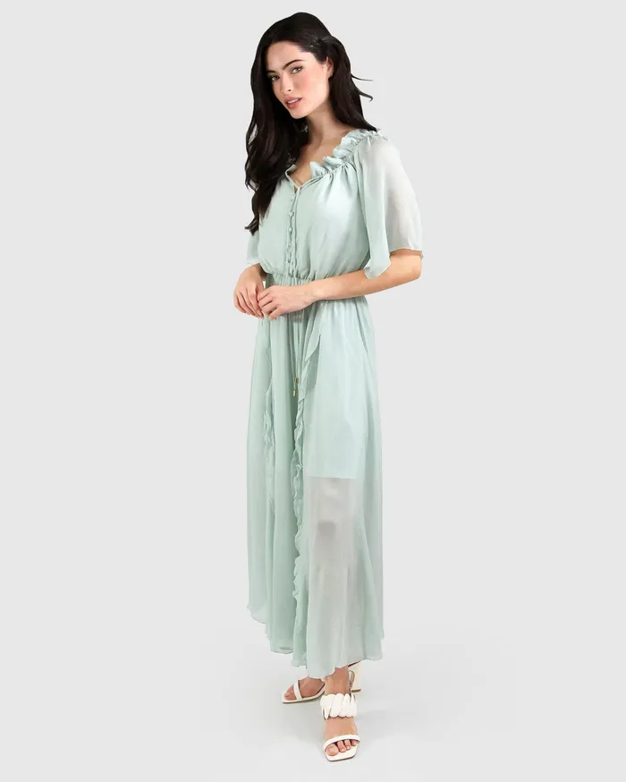 Women Dresses Belle and Bloom Amour Amour Ruffled Midi Dress 8211 Spearmint FINAL SALE