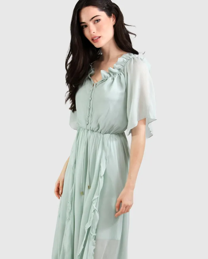 Women Dresses Belle and Bloom Amour Amour Ruffled Midi Dress 8211 Spearmint FINAL SALE