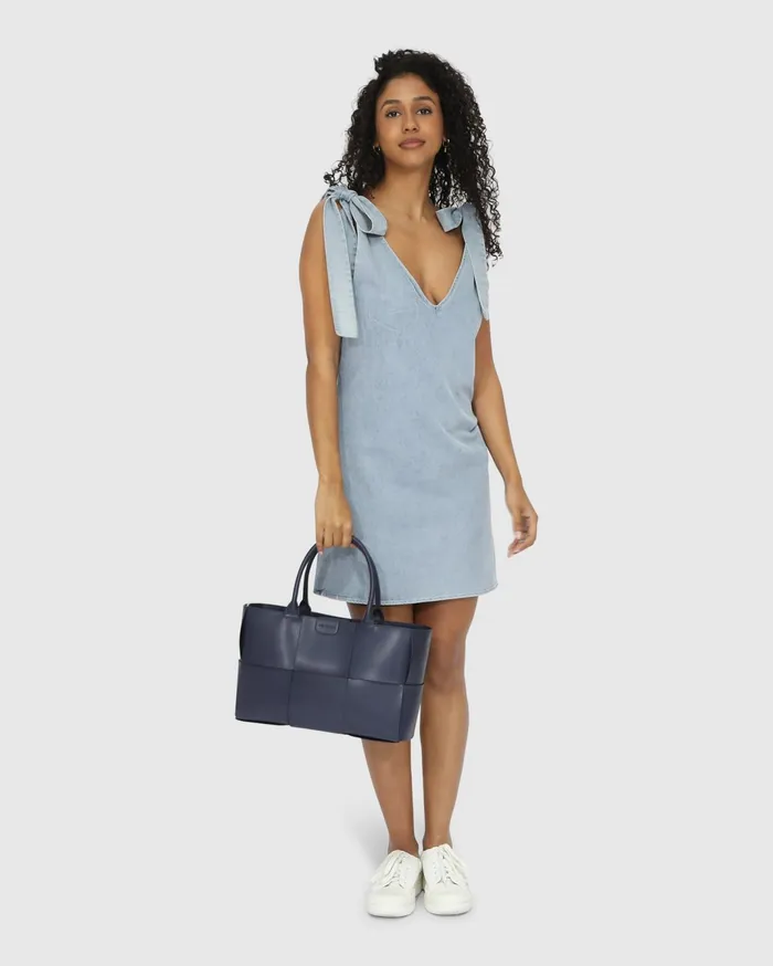 Women Dresses Belle and Bloom Burning Love Tie Shoulder Mini Dress 8211 Stonewash