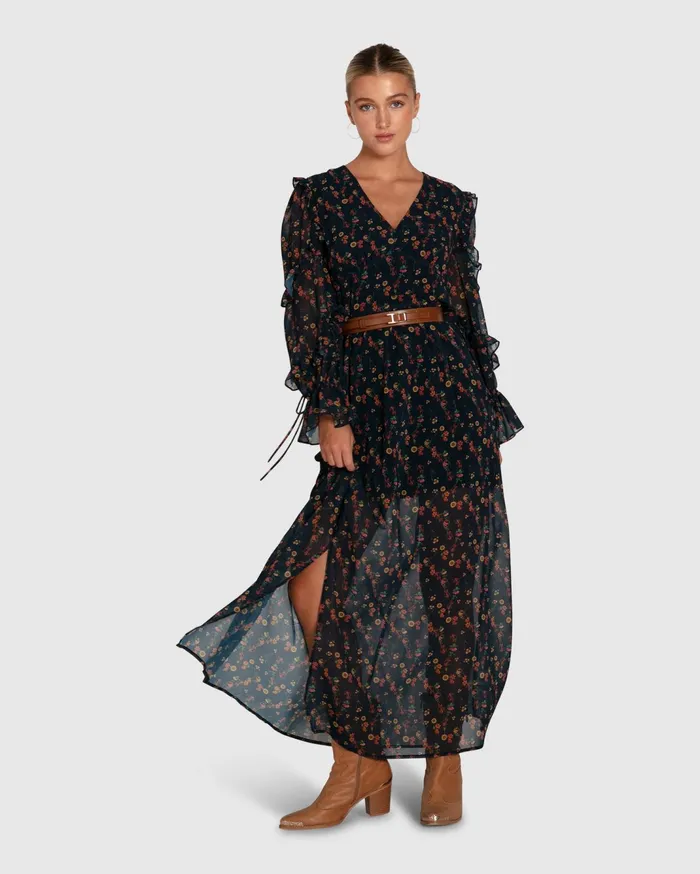 Women Dresses Belle and Bloom Come As You Are Floral Maxi Dress 8211 Navy