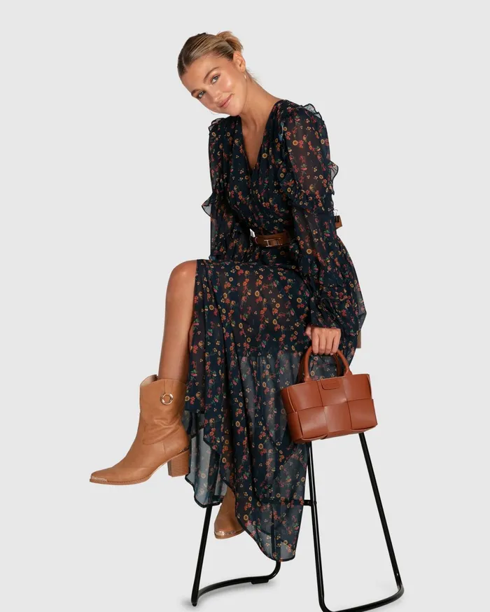 Women Dresses Belle and Bloom Come As You Are Floral Maxi Dress 8211 Navy