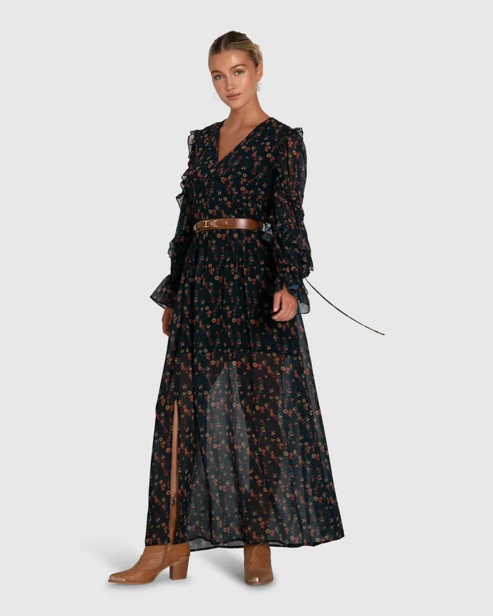 Women Dresses Belle and Bloom Come As You Are Floral Maxi Dress 8211 Navy