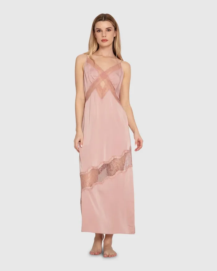 Women Dresses Belle and Bloom Heavenly Bodies Lace Slip Dress 8211 Rose