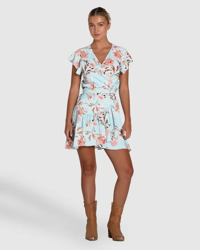 Women Dresses Belle and Bloom Love Shack Mini Wrap Dress 8211 Light Blue