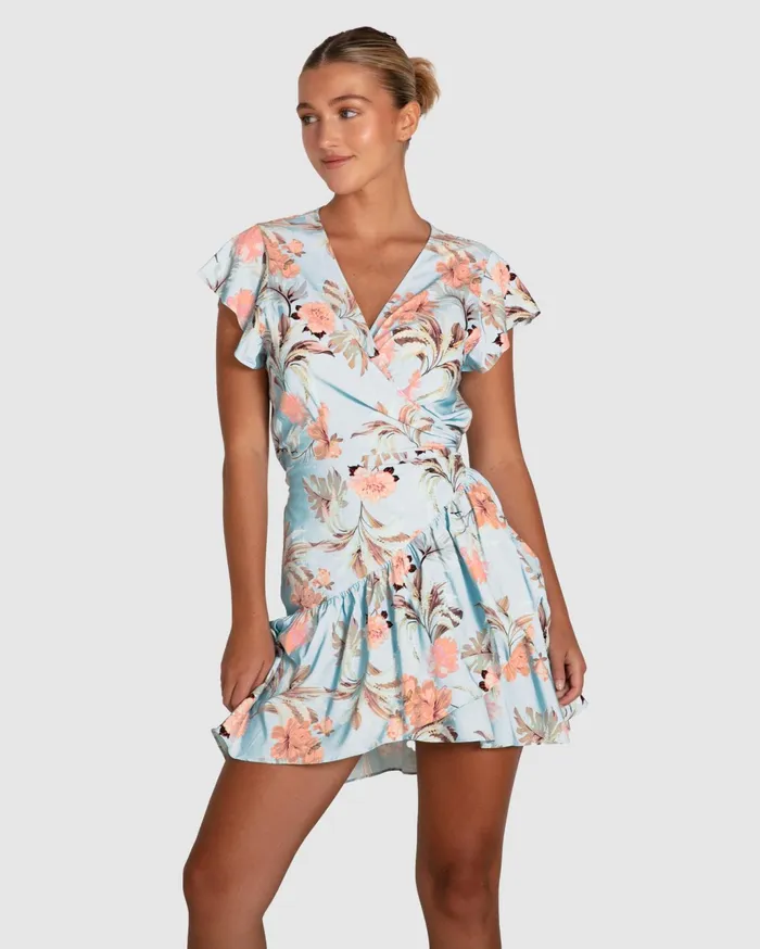 Women Dresses Belle and Bloom Love Shack Mini Wrap Dress 8211 Light Blue