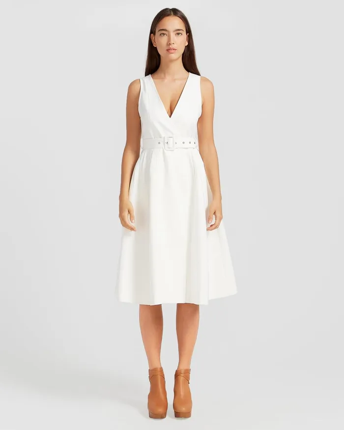 Women Dresses Belle and Bloom Miss Independence Midi Dress 8211 OffWhite