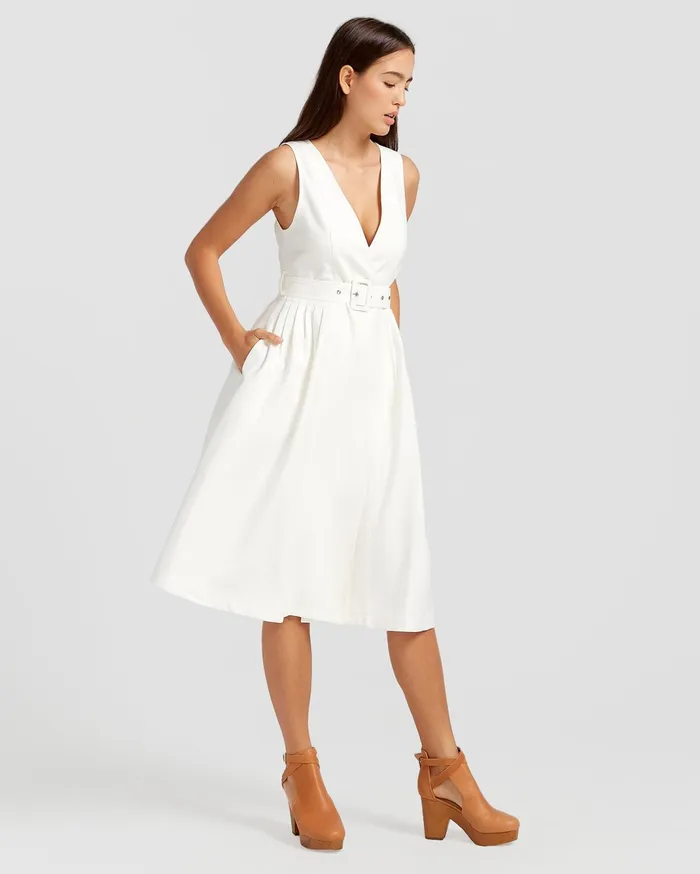 Women Dresses Belle and Bloom Miss Independence Midi Dress 8211 OffWhite
