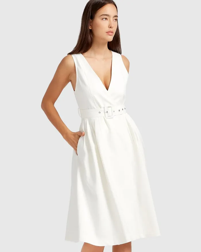 Women Dresses Belle and Bloom Miss Independence Midi Dress 8211 OffWhite