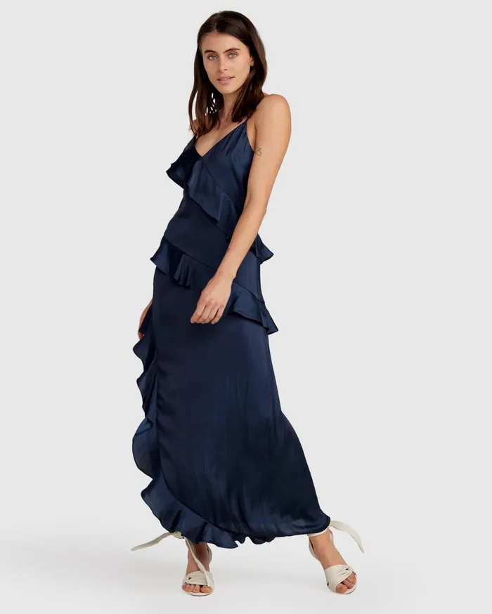 Women Dresses Belle and Bloom Ocean Eyes Tiered Maxi Dress 8211 Navy