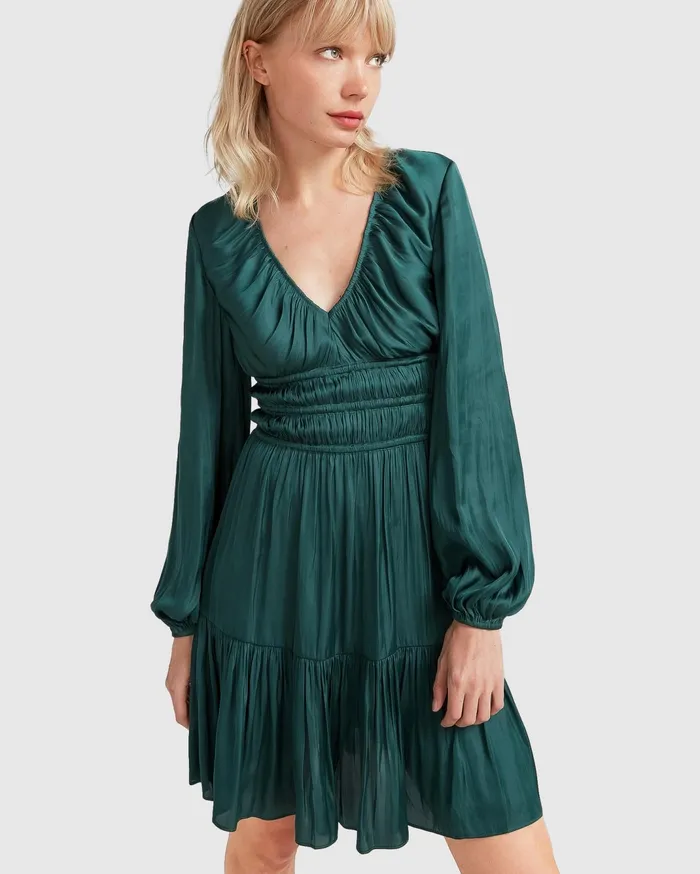 Women Dresses Belle and Bloom Serendipity Long Sleeve Dress 8211 Dark Green