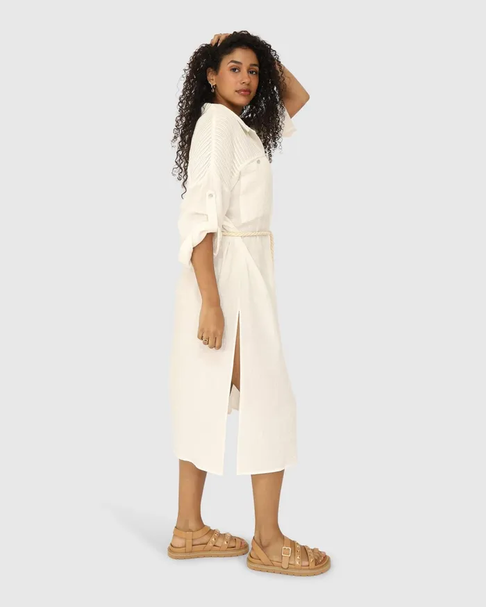 Women Dresses Belle and Bloom Seven Wonders Maxi Shirt Dress 8211 White