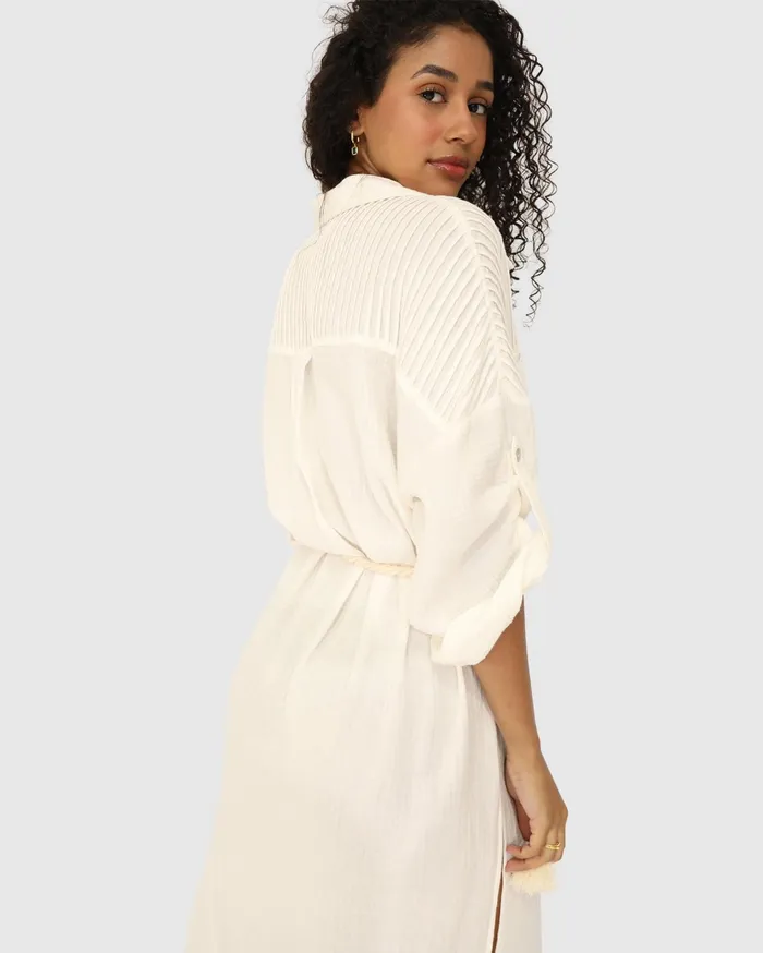 Women Dresses Belle and Bloom Seven Wonders Maxi Shirt Dress 8211 White