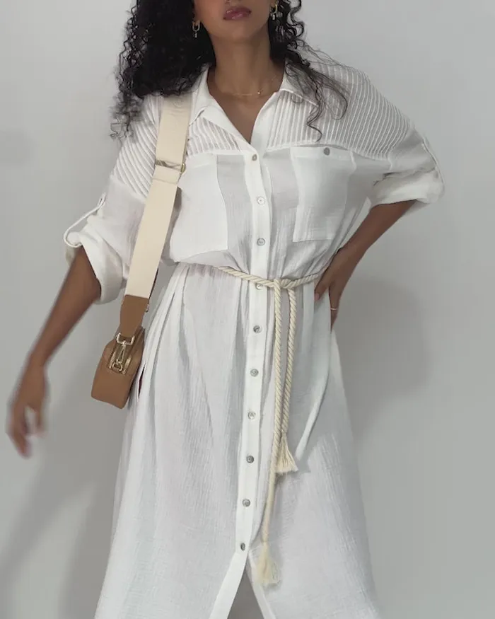 Women Dresses Belle and Bloom Seven Wonders Maxi Shirt Dress 8211 White