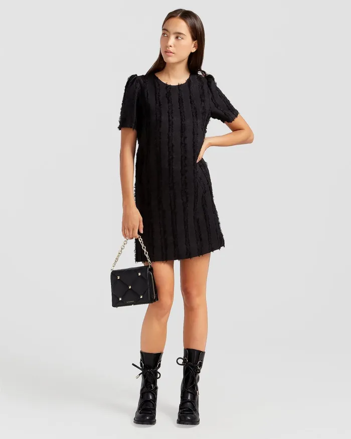 Women Dresses Belle and Bloom Star Child Textured Mini Dress 8211 Black