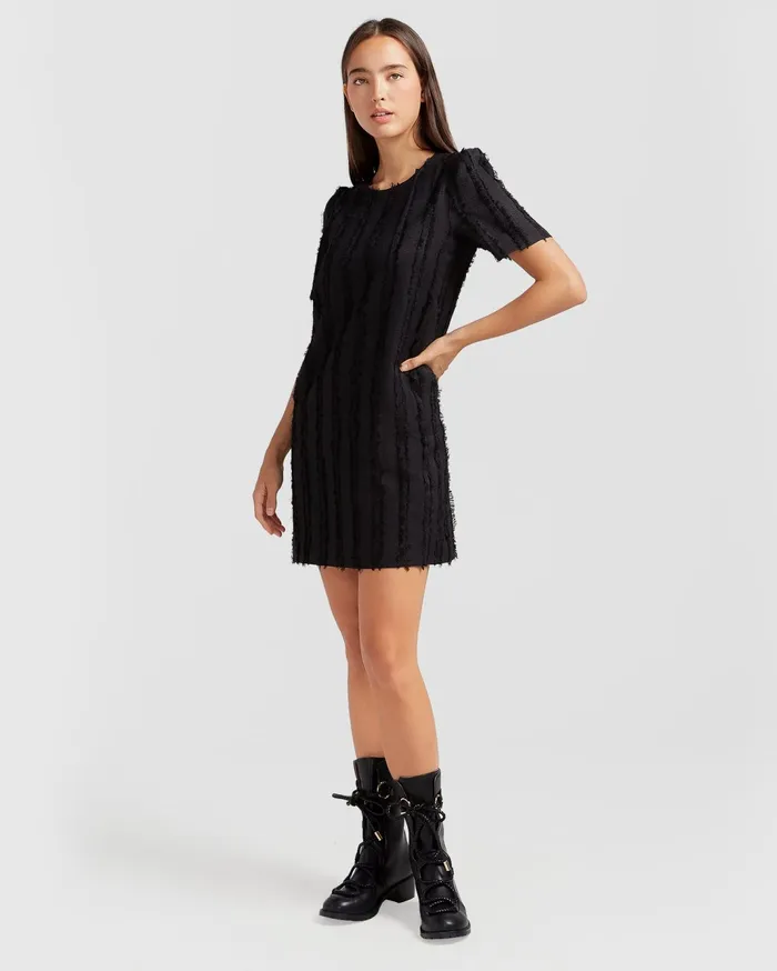 Women Dresses Belle and Bloom Star Child Textured Mini Dress 8211 Black