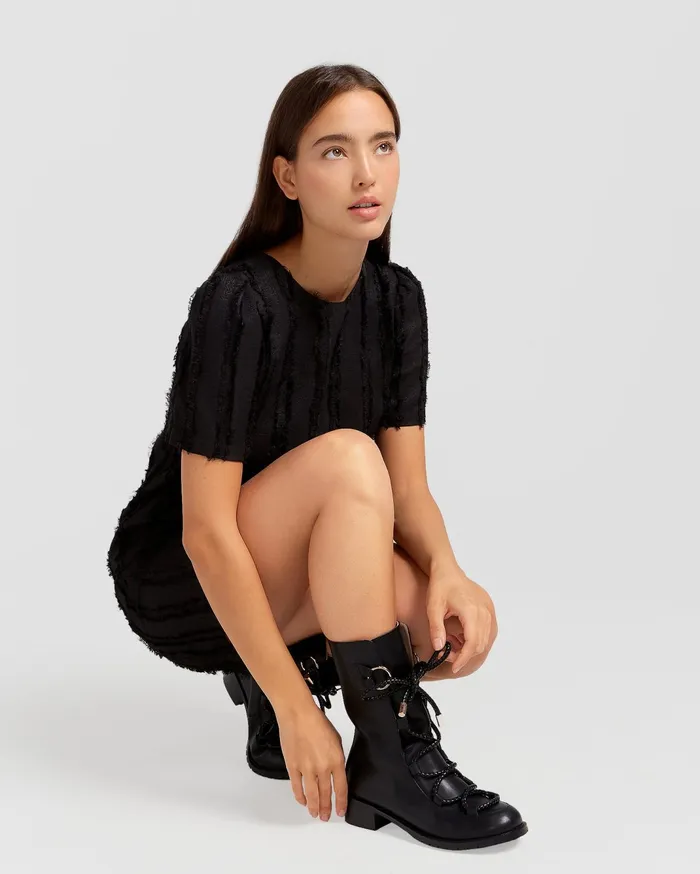 Women Dresses Belle and Bloom Star Child Textured Mini Dress 8211 Black