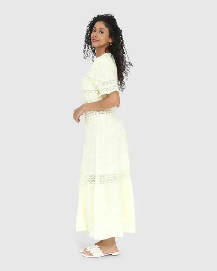 Women Dresses Belle and Bloom Summer Breeze Lace Midi Dress 8211 Yellow