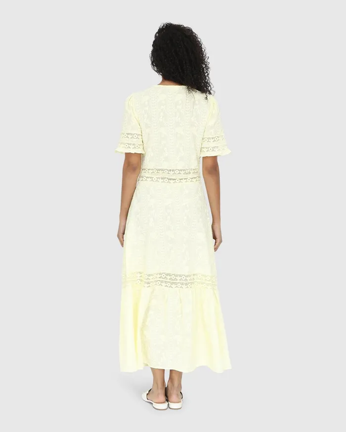 Women Dresses Belle and Bloom Summer Breeze Lace Midi Dress 8211 Yellow