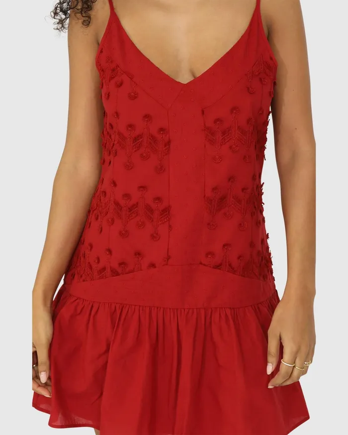 Women Dresses Belle and Bloom Sunny Afternoon Embroidered Dress 8211 Red